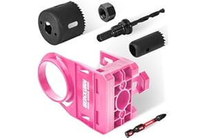 Geinxurn 1-3/8" - 1-3/4" Carbon Steel Door Lock Installation Kit for Wooden Doors with Guide Template, Door Lock Hole Saw (Pi