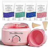 Waxing Kit for Women & Men - Complete Hair Removal Wax Kit with 4 Bags Hard Wax Beads & Silicone Pot for Full Body, Bikini, Brazilian, Eyebrow, Legs, Face - Easy to Use at Home Wax Warmer