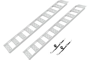 CARGOSMART Aluminum Straight Fixed Ramp with Treads (2pk) - Easily and Safely Load and Unload Light Equipment, Lawn Tractors, ATVs and More, 1,250 lb. Capacity, 12" W x 78" L