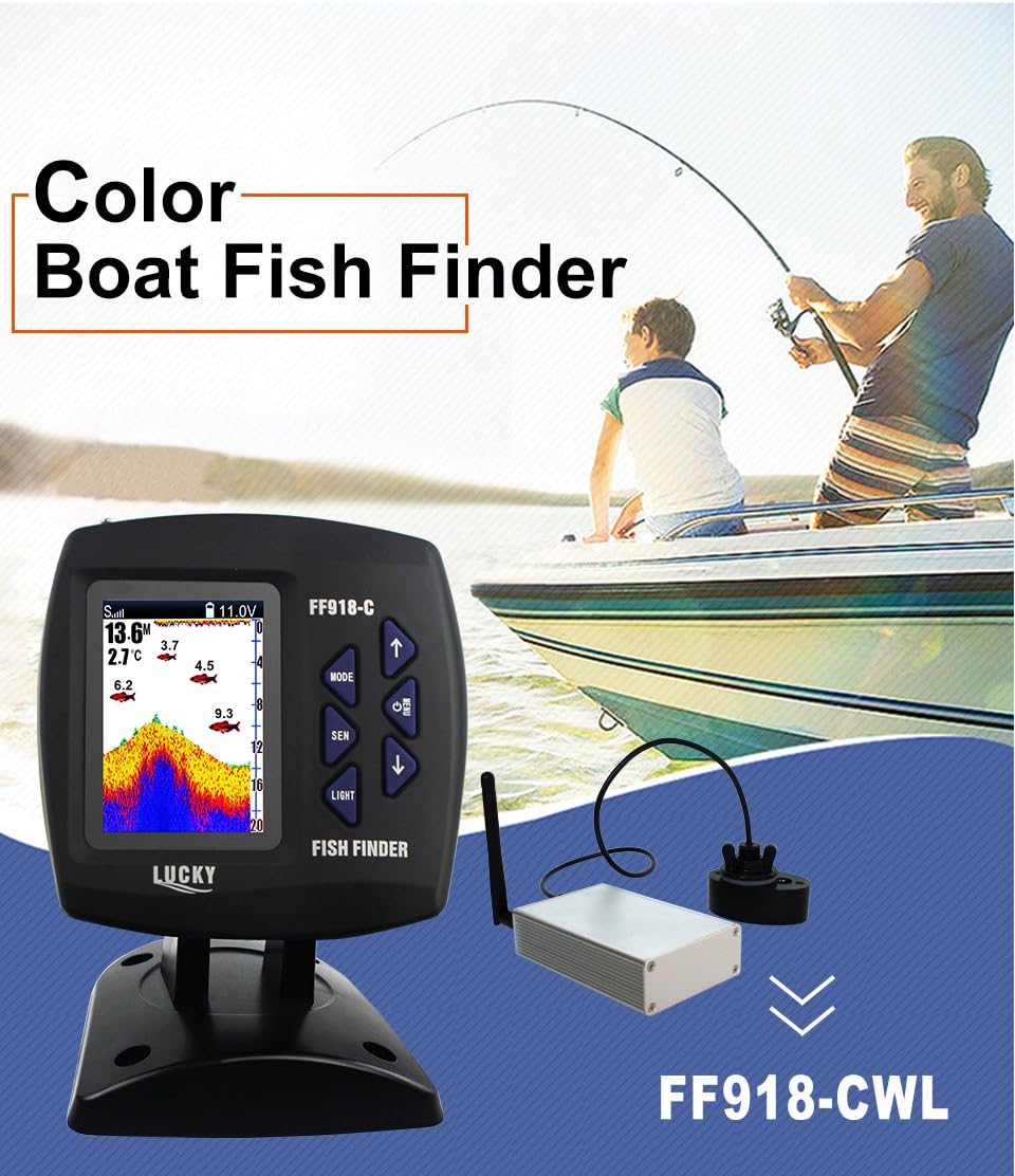 FF918-CWLS Color Screen Boat Fish Finder 300m/980ft wireless operating range fishing wireless remote control