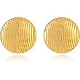 Chunky Gold Earrings for Women, 18K Gold Plated Stainless steel Waterproof Stud Earrings, Bold Vintage Chunky Jewelry for Women
