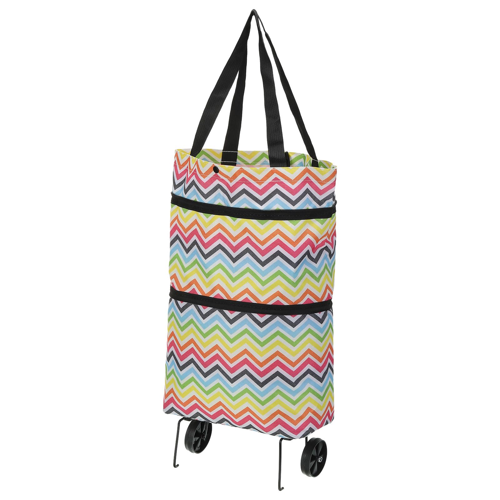PATIKIL Foldable Shopping Bag with Wheels, Collapsible Trolley Bags Reusable Grocery Bags Travel Bags for Vegetable Fruit Clothing Storage, Colorful