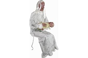 Haunted Hill Farm Life-Size Animatronic Gravely Granny by Tekky Halloween Decoration with Motion-Activated Sounds