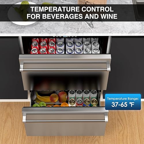 Mojgar 24 Inch Outdoor Double Drawer Fridge, Under Counter