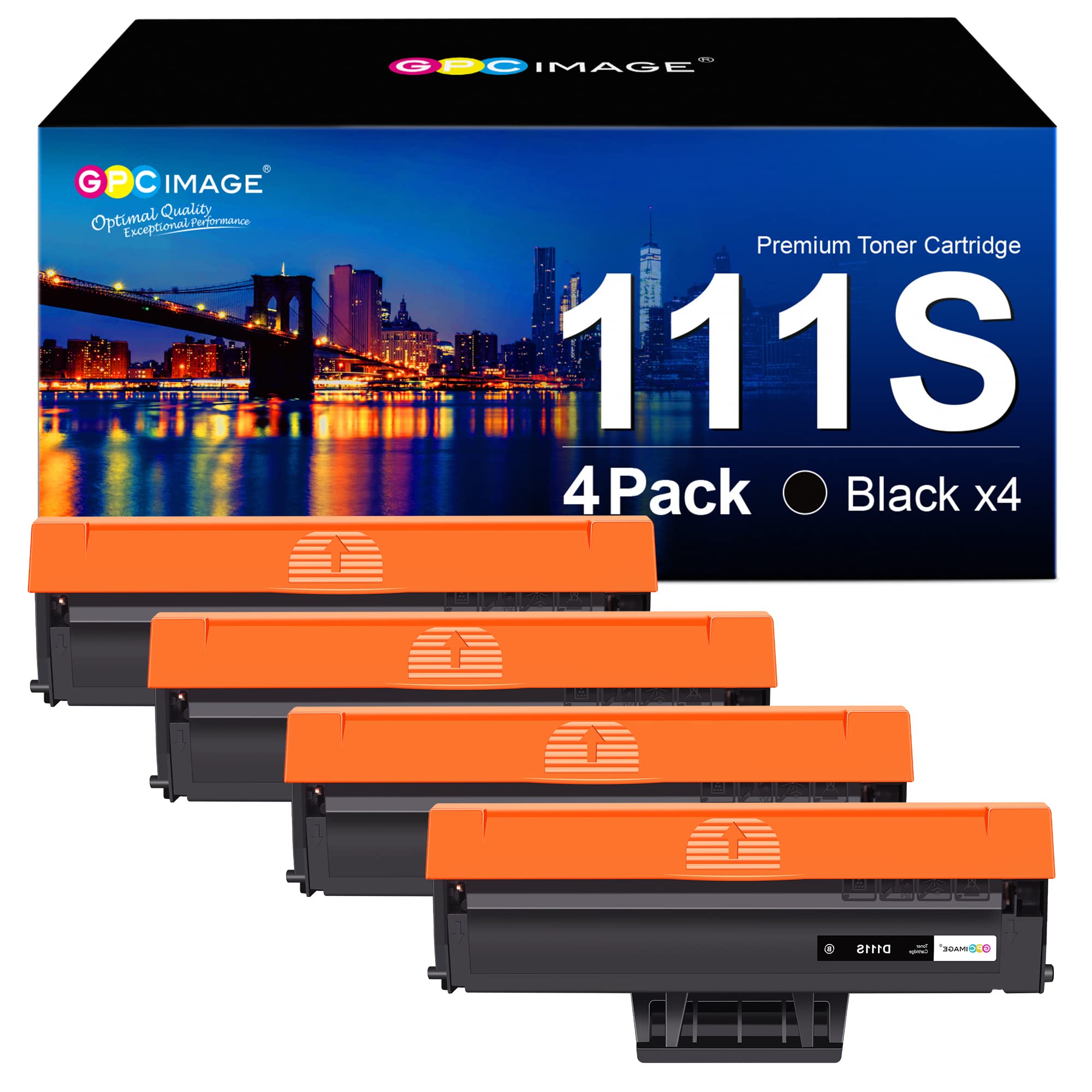 GPC Image D111L D111S Compatible Toner Cartridges Replacement for Samsung MLT-D111S MLTD111S for Xpress M2026 M2026W M2020 M2020W M2022 M2022W M2021 M2021W M2078W M2070 M2070W M2070FW (Black, 4-Pack)