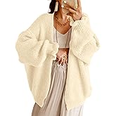 Saodimallsu Womens Oversized Open Front Cardigan Fall Ruffle Lantern Long Sleeve Chunky Knit Loose Sweater Coats