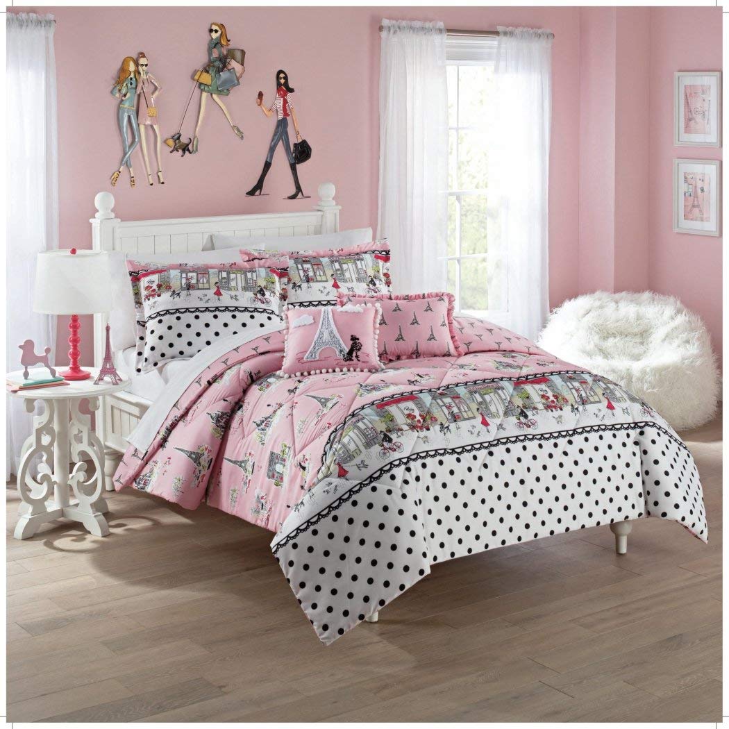 Amazon Com 2 Piece Girls Pink I Love Paris Comforter Twin