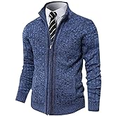 Pioneer Camp Men's Cardigan Sweaters Full Zip Up Stand Collar Slim Fit Casual Knitted Sweater with 2 Front Pockets