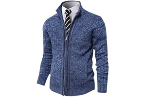 Pioneer Camp Men's Cardigan Sweaters Full Zip Up Stand Collar Slim Fit Casual Knitted Sweater with 2 Front Pockets