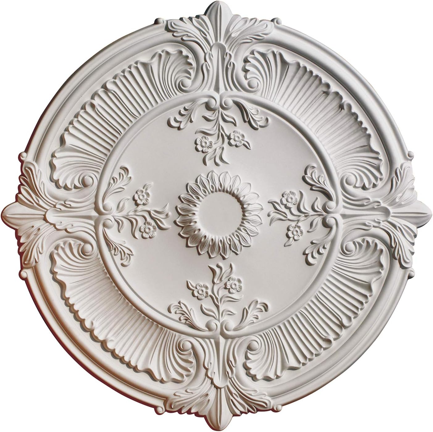 PU Moulding 100% Higher Density Polyethylene 18 inch Ceiling Medallions for Chandeliers Light Ceiling Medallion for Ceiling Fans 18" OD x 2" ID x 1 1/2" P, White