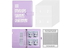 FFSFZTRCO 100 Envelopes Money Saving Challenge, A5 Saving Budget Binder Wallet with Cash Envelopes Easy and Fun Way to Save $5,050, Budgeting Planner Book Money Saver Organizer Binder with Pouches