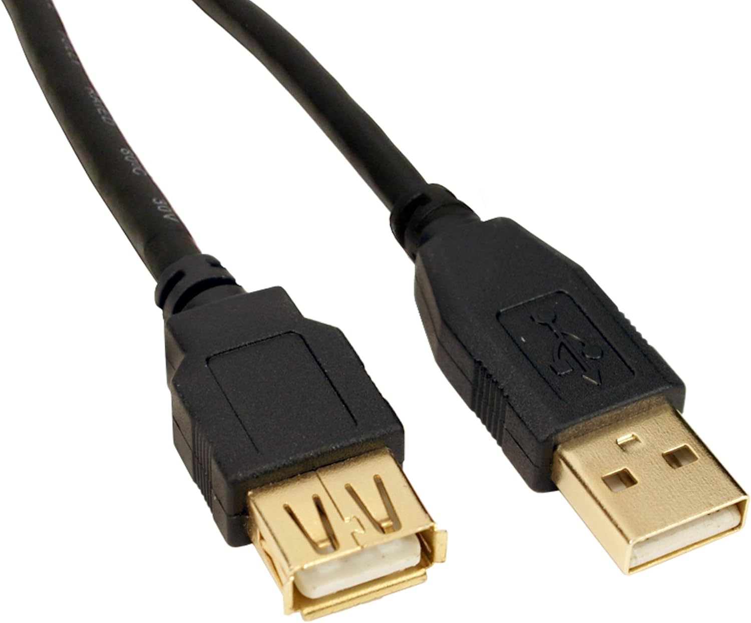 rhinocables USB 2.0 Cable, USB Extension Cable Lead Wire, A USB to A USB, Black Extender & Gold Connectors
