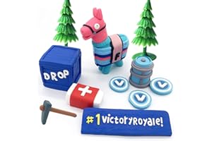TOPTAMP 11Pcs Handmade Battle Royale Video Game Cake Topper Llama Cake Decoration For Birthday Party Game Party Birthday Cake Topper Set