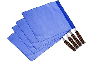 PATIKIL Referee Flag, 4 Pack Stainless Steel Pole Sponge Handle for Football Soccer Track and Field Sports Linesman Command Hand Signal, Blue