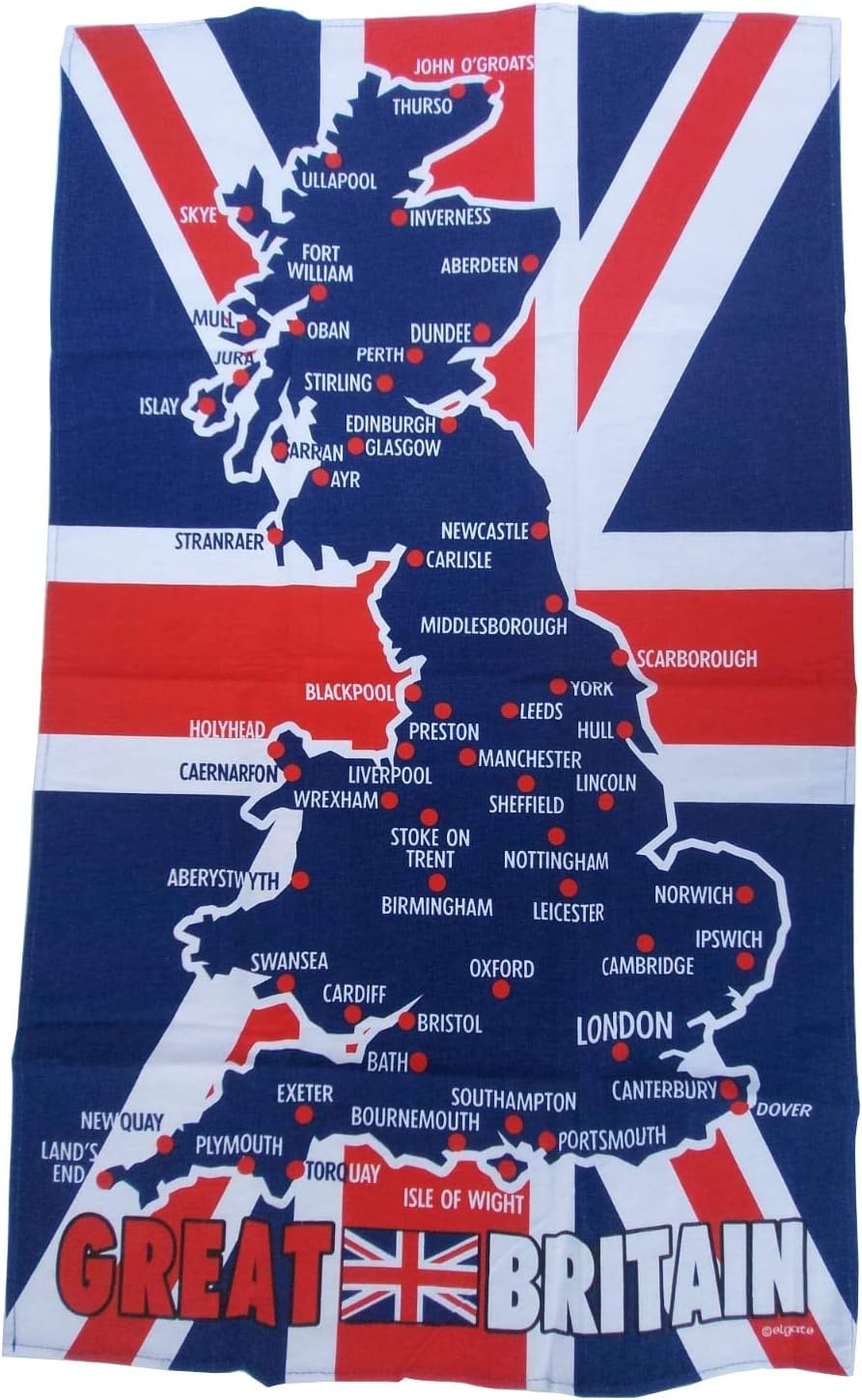 Great Britain Union Jack Tea Towel by Great Britain Tea Towel, Blue, 80x48 cm