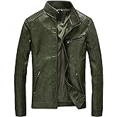 Youhan Men's Casual Zip Up Slim Bomber Faux Leather Jacket