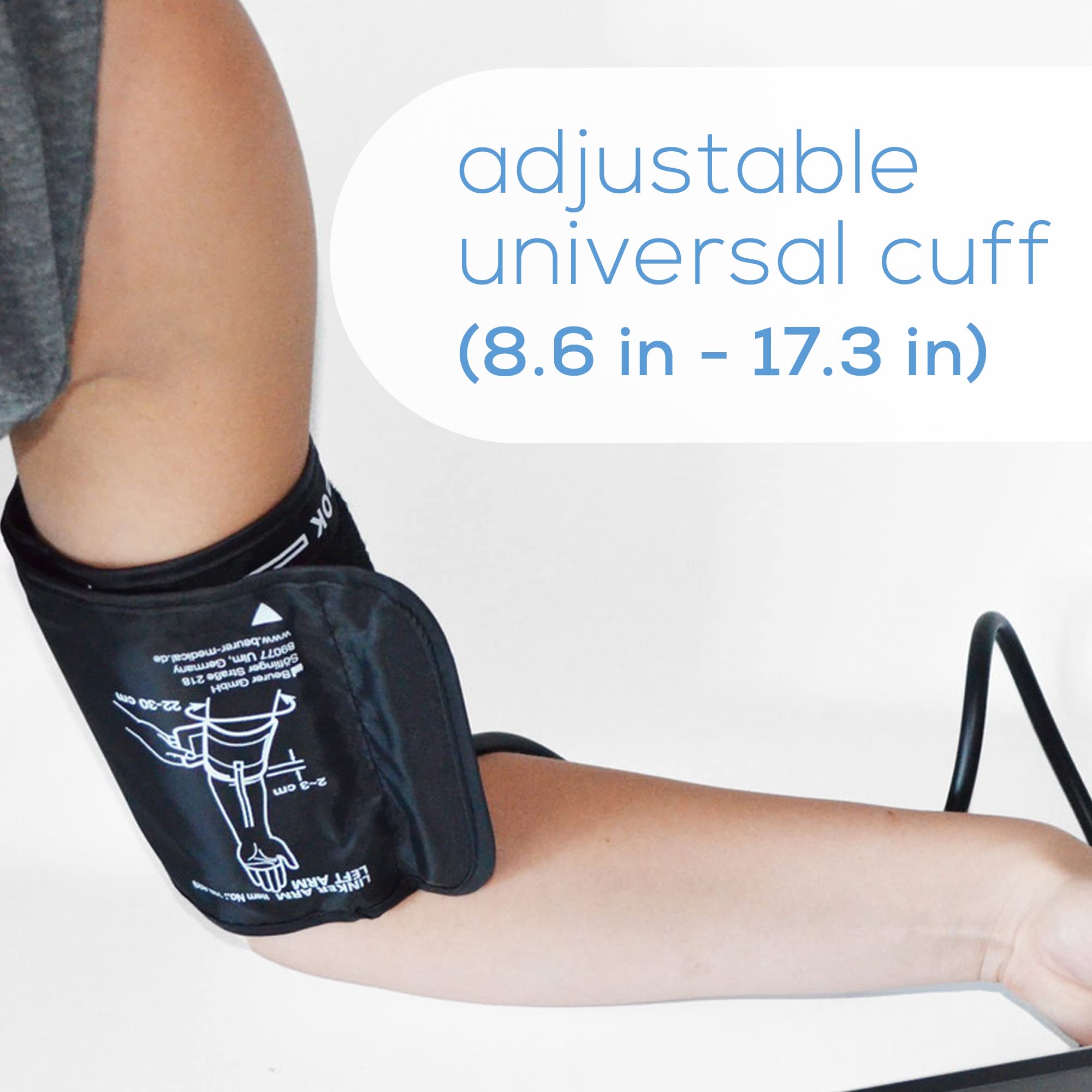 Beurer BM54 Upper Arm Blood Pressure Monitor, Bluetooth with Adjustable Automatic Cuff, Large Display, Smart Machine for Home Use, Portable Storage Case Included, Black