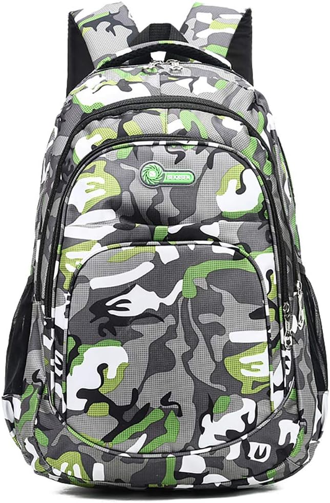 Hirkase School Backpack, Travel Backpack, Camouflage School Bag, Large-capacity school bag, School Rucksack, Student Daypack, Book Bag, Hiking Bag, School Travel Backpack（light green）
