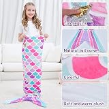WERNNSAI Mermaid Tail Blanket Plush Wearable Blanket 140 x 60 cm Pink view 5