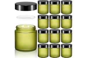 Norme 12 Pcs 4 oz Glass Jars with Lids Leakproof Round Airtight Empty Cosmetic Jars with Inner Liners Lid for Storing Lotions Powder Ointments Candle Making Tins (Pea Green)