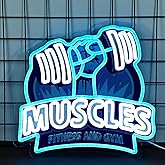 WittyRhE Gym Neon Lights Muscles Neon signs for Home,Bedroom,Sports-themed Spaces,Club,Party Gift Art for Boys Girls Sports Fans- 12.91 x 12.2IN-USB Powered-Acrylic