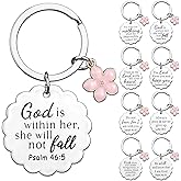 Nosiny 9 Pcs Christian Keychain for Women Bulk Inspirational Bible Verse Religious Gifts Bulk for Pastor Flower Coworker Friends Faith Based Bible Accessories for Easter Christmas Baptism