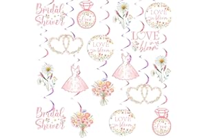 kreat4joy Love is in Bloom Bridal Shower Decoration Pink Wildflower Theme Hanging Swirl Double-Sided Printing Ceiling Steamer