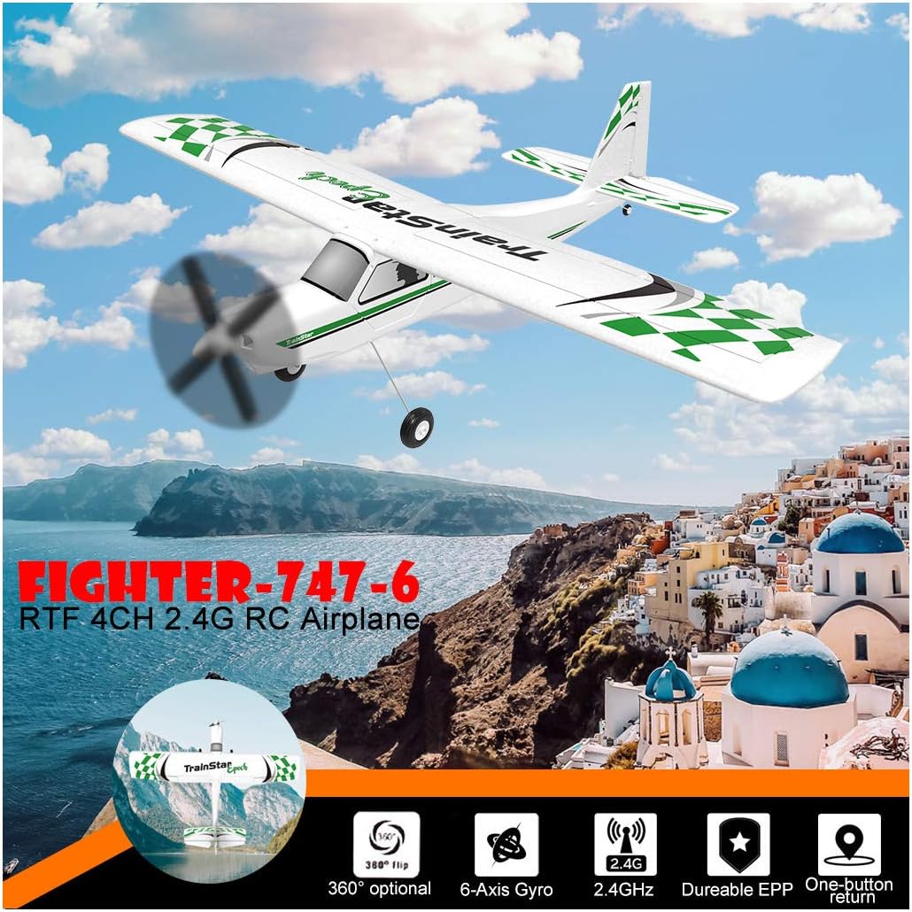 Volantex Fighter -747 -6 4CH 2.4G RC Airplane Glider Aircraft RTF Glider 360° Flip Six Axis Gyroscope Powerful Motor EPO & Plastic Material Simulation Remote Control Airplane for Kids 14+ Years Old