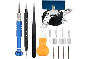 MARVLLGGOSO Watch Battery Replacement Tool Kit, 108PCS Spring Bars, 5-in-1 Precision Screwdriver, Adjustable Back Case Opener, Holder, Pry Tool, Spring Bar Tool with Scale, Tweezer, Watch Repair Kit for Watch Back Removal and Band Replacement