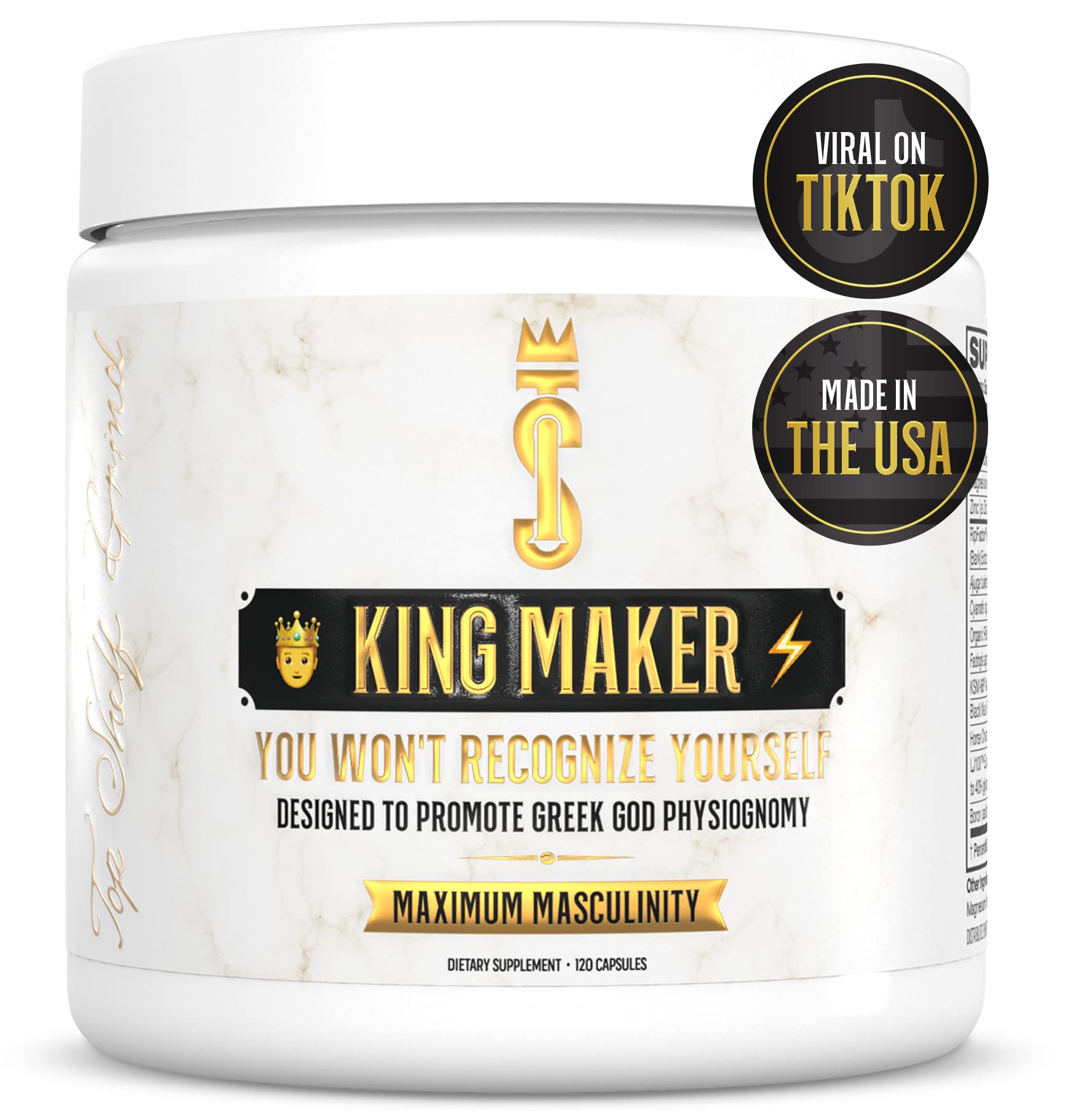 King Maker, 13-in-1 Anabolic Supplement for Men to Increase Stamina, Lean Muscle Growth & Recovery, N.O. Booster with Tongkat Ali (LJ100), 120 Capsules