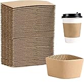 EchoDone 8 oz Disposable Coffee Cup Sleeves for Hot Drinks Paper Corrugated Cup Jackets 200 Count (Without Cups)