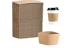 EchoDone 8 oz Disposable Coffee Cup Sleeves for Hot Drinks Paper Corrugated Cup Jackets 200 Count (Without Cups)