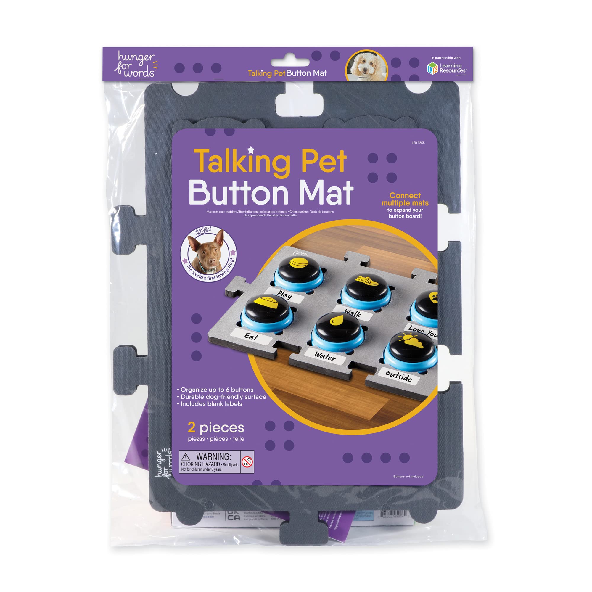 Photo 1 of Hunger for Words Talking Pet Button Mat - 1 Piece Single Mat Holds Up to 6 Buttons, Talking Dog Button Mat, Talking Dog Button Storage, Pet Supplies