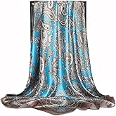 Myneiyi Headscarf Large Square Women Scarf 35" Fashion Scarves Silk Feeling Hairscarf
