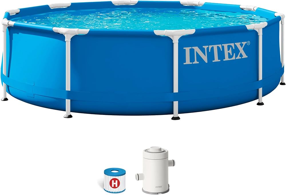 Intex 28202UK 10ft x 30in Metal Frame Pool with Filter Pump Blue 305x76 cm