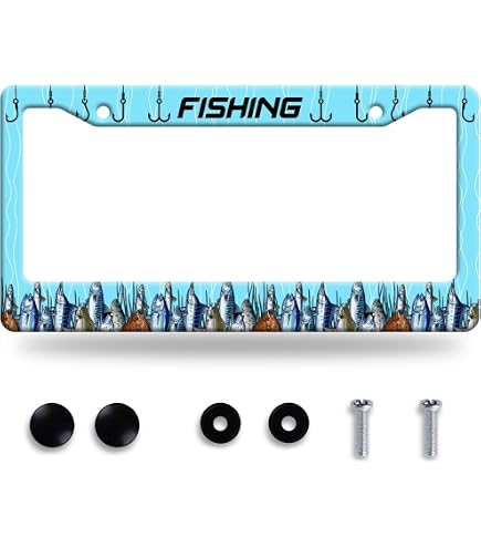 Fastasticdeals I'd Rather Be Fishing License Plate Frame Tag Holder Cover : Automotive