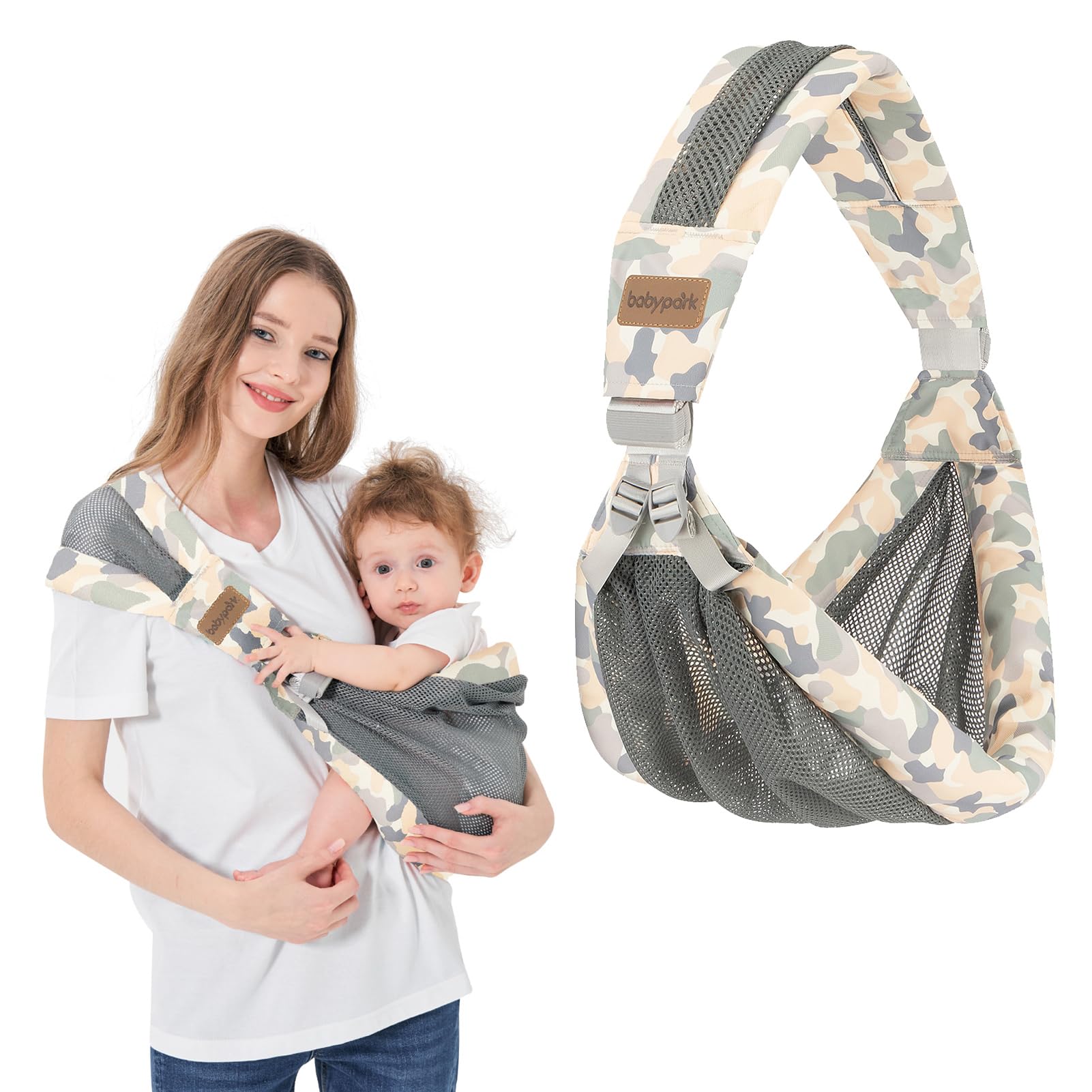 IULONEE Portable Breathable Baby Sling 3D Mesh Fabric Wrap Carrier Adjustable Sling Easy Toddler Carrier Comfortable Baby Wrap Carrier for Newborn Up to 3-36 Months (Grey)