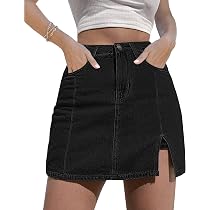 luvamia Skorts Skirts for Women Denim Mini Skirt Side Slit with 