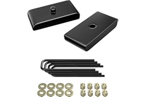 PROEZE 1" Leveling Lift Block Kit for 1999-2023 Silverado Sierra 1500 2WD 4WD, 1 inch Rear Black Leveling Lift Block Kit Extended Square U-Bolts