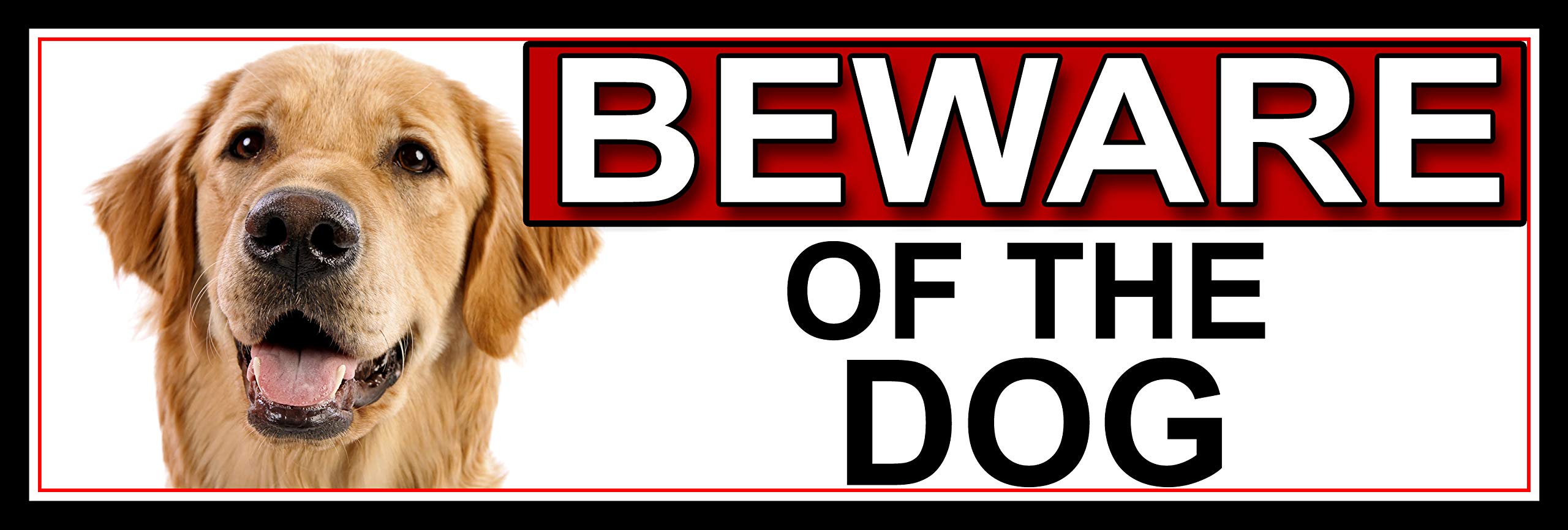 SHAWPRINT Golden Retriever BEWARE OF THE DOG METAL GATE SIGN 266mm x 87m. (526H2)