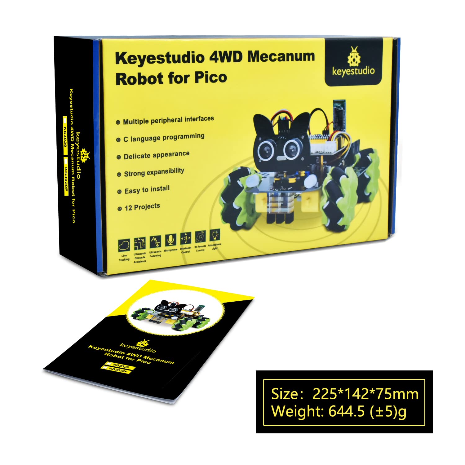 KEYESTUDIO 4WD Mecanum PICO Robot Car For Teens Adults Easy To Learn ...