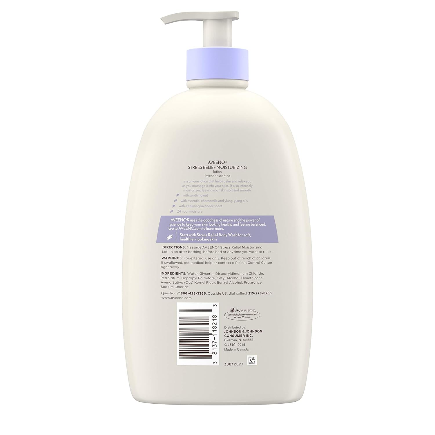 Aveeno Stress Relief Moisturizing Body Lotion with Lavender, Natural Oatmeal and Chamomile & Ylang-Ylang Essential Oils to Calm & Relax, 33 fl. oz : Beauty