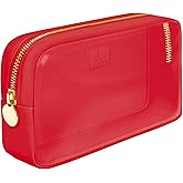 DANCOUR Small Clear Makeup Bag – Mini Pouch for Purse, Red Cosmetic Travel Case, Compact Clear Cosmetic Bag, Mini Pouch for Purse