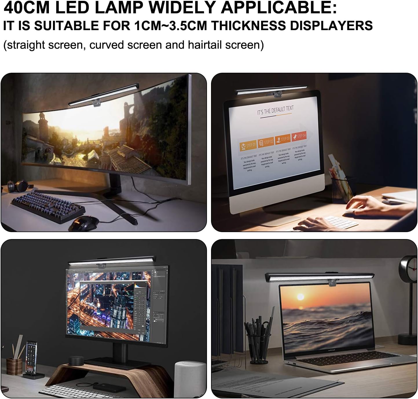 Basuwell E-Reading LED Desk Lamp, USB Powered Computer Monitor Lamp ...