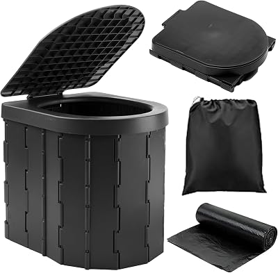 KINSPORY Portable Toilet Outdoor Camping Collapsible Bucket Loo