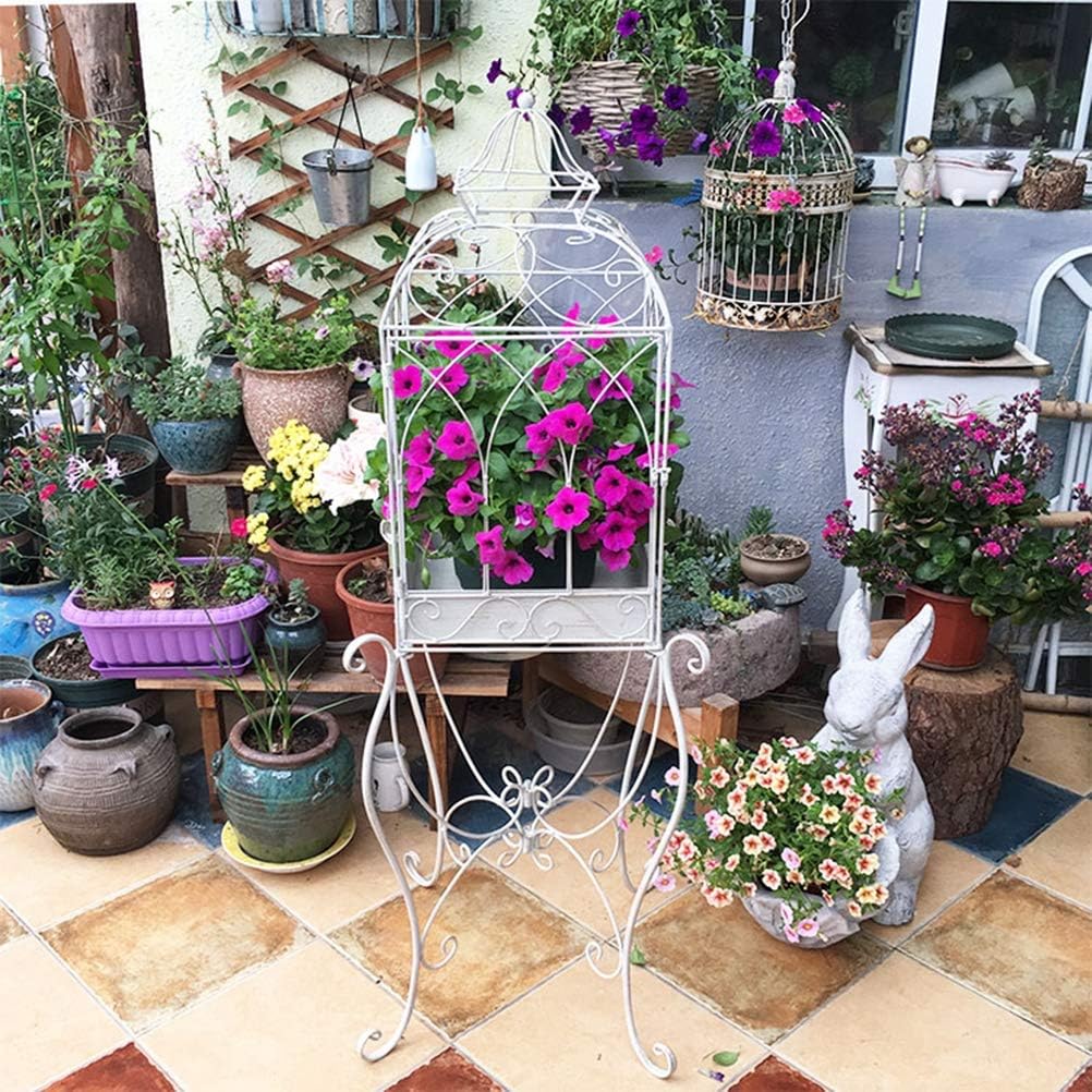 SHIRLEY.CE Soportes de Flores Jaula de pájaros de Hierro Forjado ...