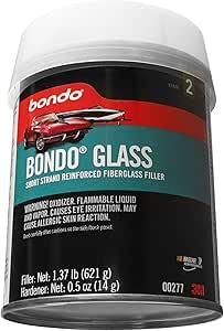Bondo Glass, Short Strand Reinforced Fiberglass Filler, Stage 2, 1.37 lbs. Filler with 0.5 oz Hardener