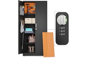 METALTIGER Combination Locking Metal Storage Cabinet | Garage Storage Cabinet with Doors and 5 Adjustable Shelves | 71" Lockable Tool Cabinet | Metal Cabinets for Office, Home, School (Black)