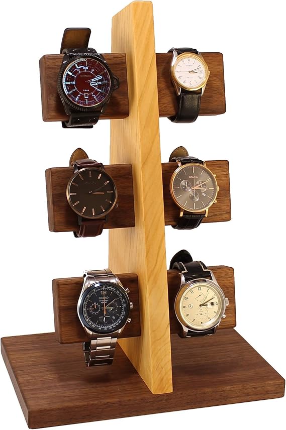 Wood Spot Watch Stand for 6 Watches Walnut Cherry Wood Real Wood Watch