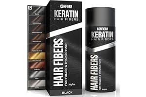 CONFIERR Keratin Hair Fibers for Men & Women - Fill In Fine or Thinning Hair, Instantly Thicker, Fuller Looking Hair (Black 30g)